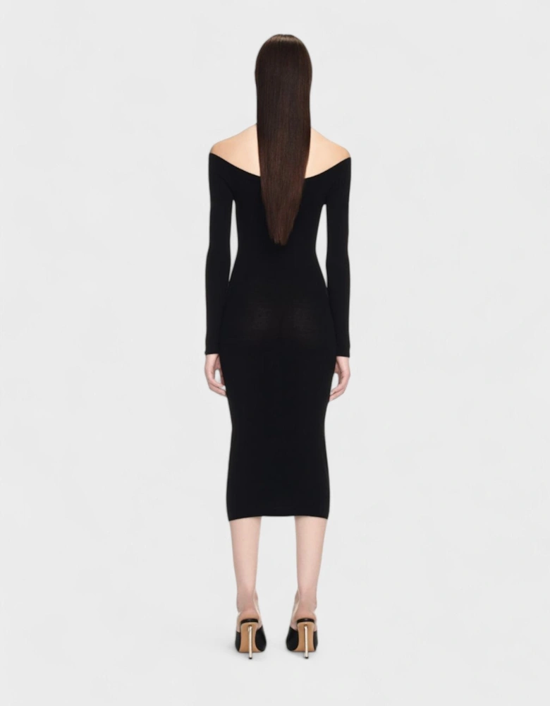 Off Stamp Slick Scoop Mididre Dress Black