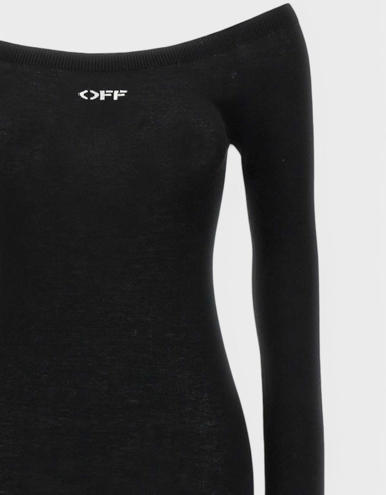 Off Stamp Slick Scoop Mididre Dress Black
