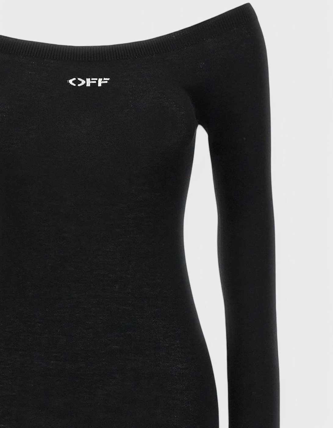Off Stamp Slick Scoop Mididre Dress Black