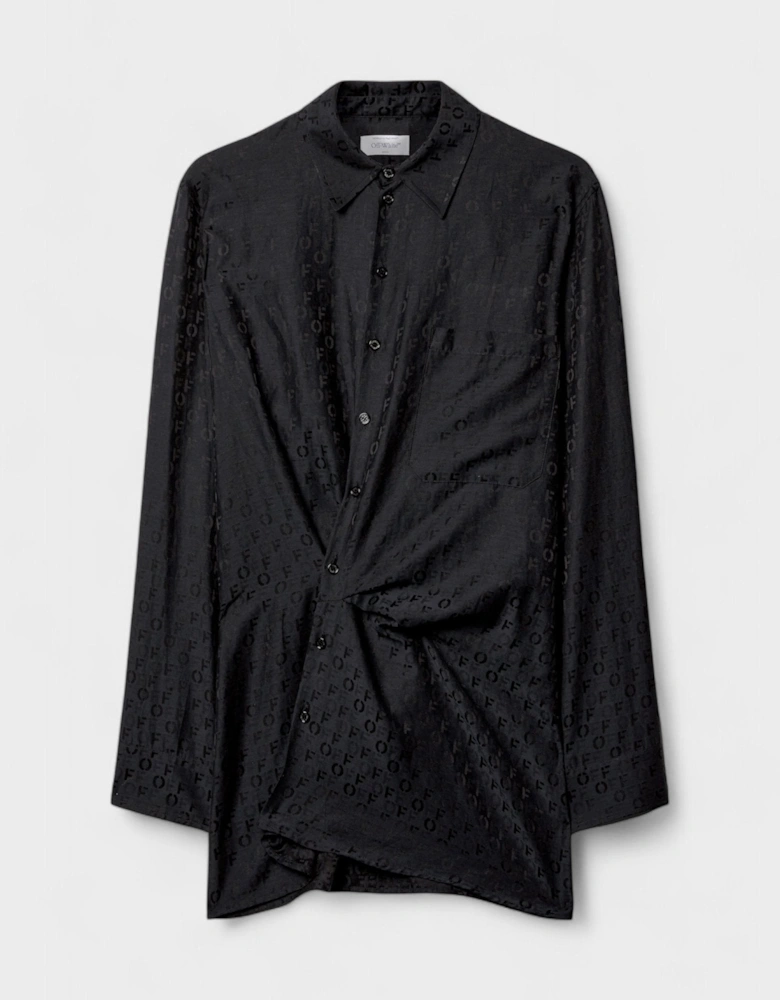 Off Jacquard Twist Shirt Dress 'Black'