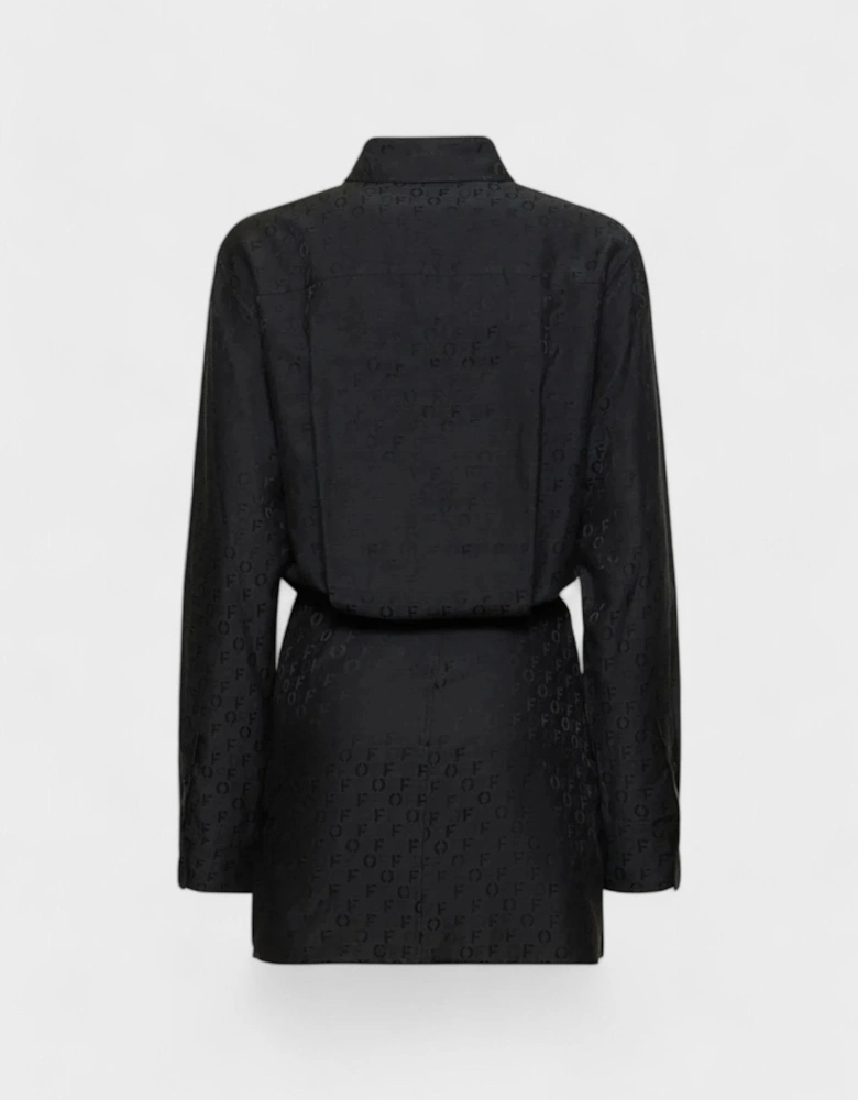 Off Jacquard Twist Shirt Dress 'Black'