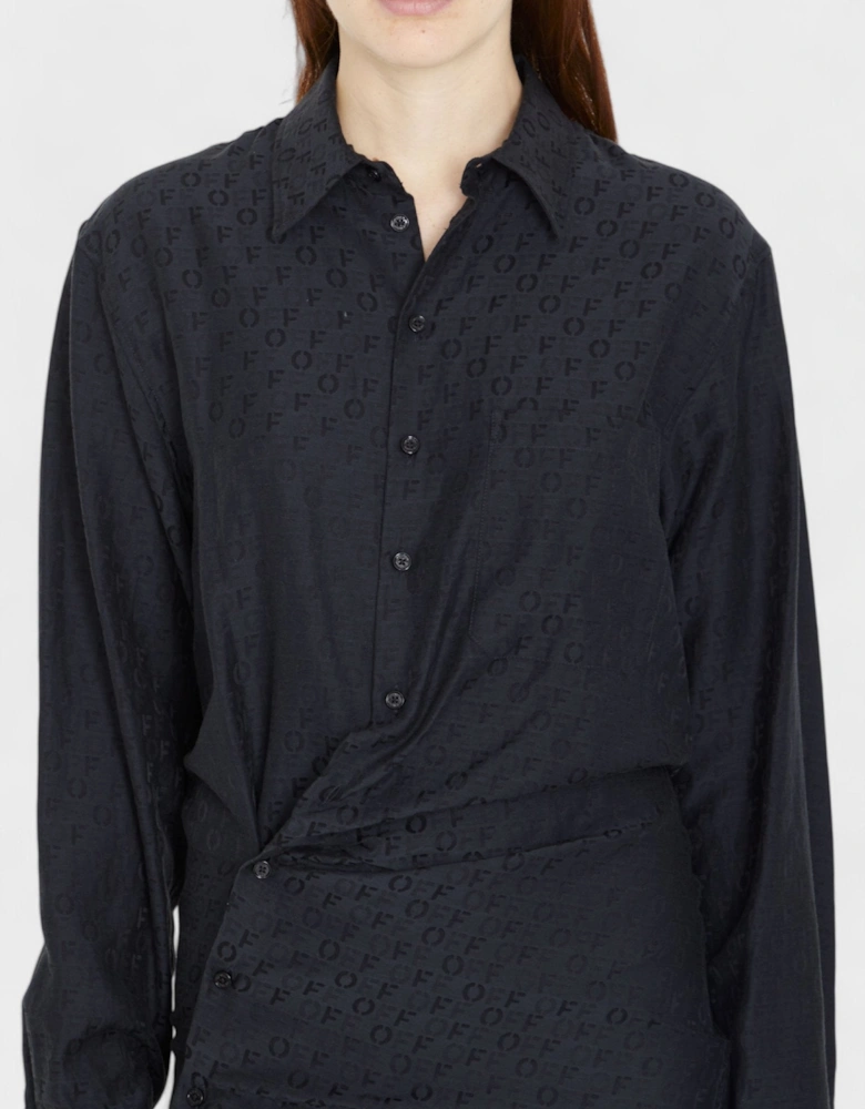 Off Jacquard Twist Shirt Dress 'Black'