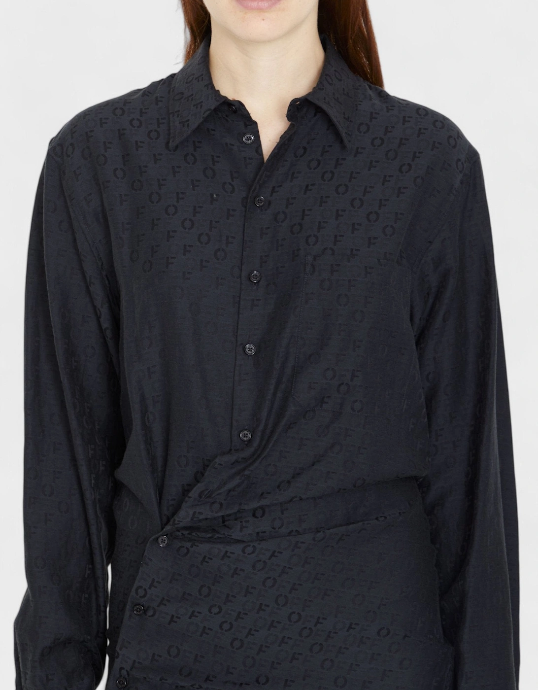 Off Jacquard Twist Shirt Dress 'Black'