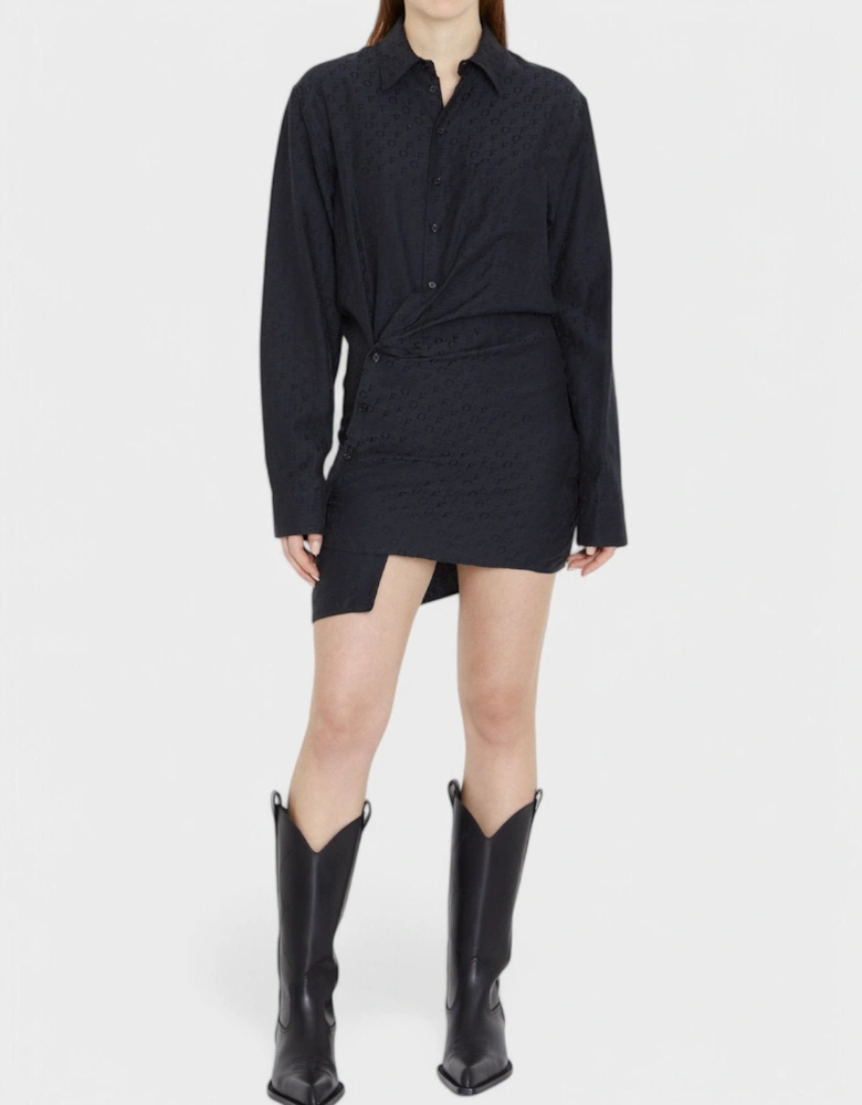 Off Jacquard Twist Shirt Dress 'Black'