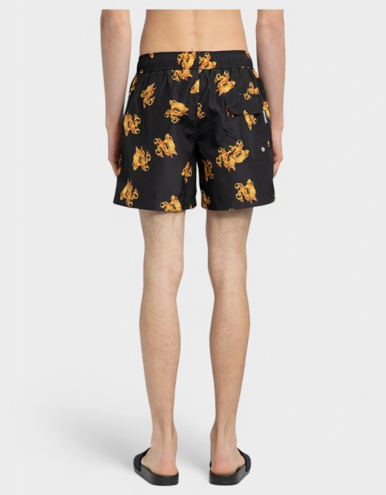 Burning Monogram Swim Shorts Black/Gold