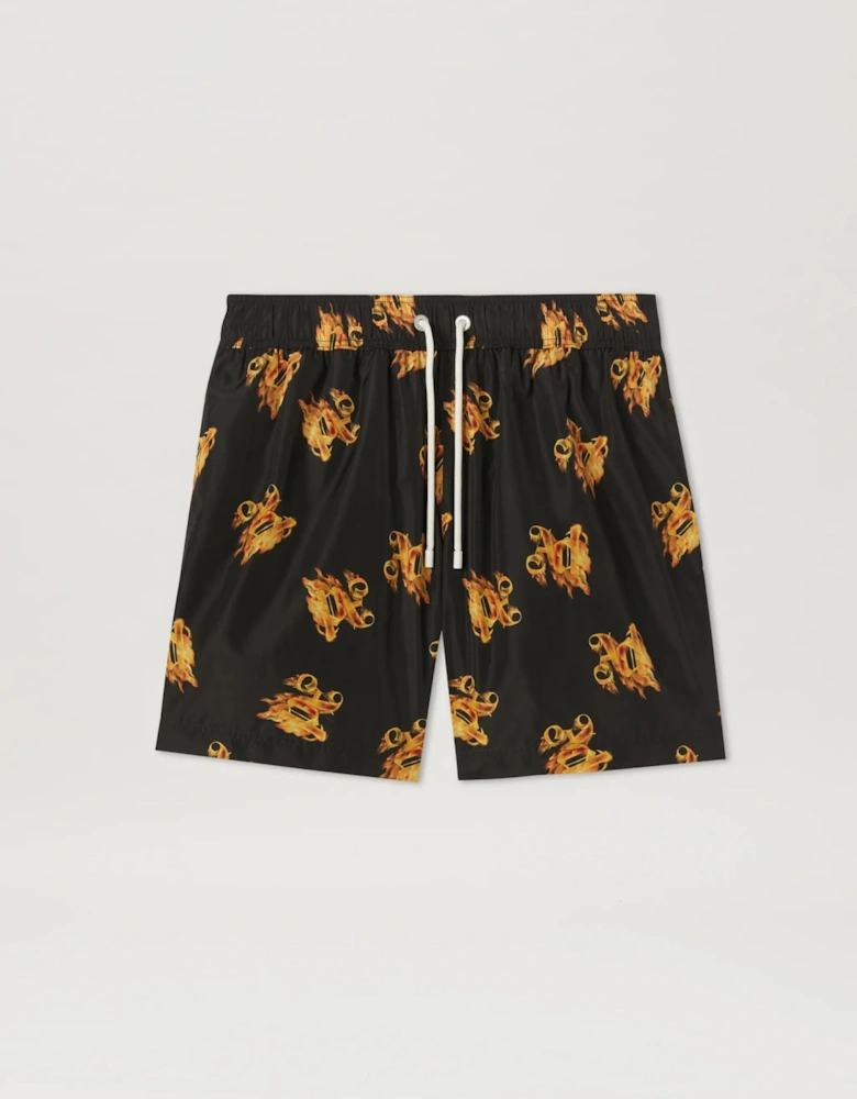 Burning Monogram Swim Shorts Black/Gold