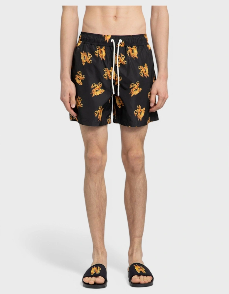 Burning Monogram Swim Shorts Black/Gold