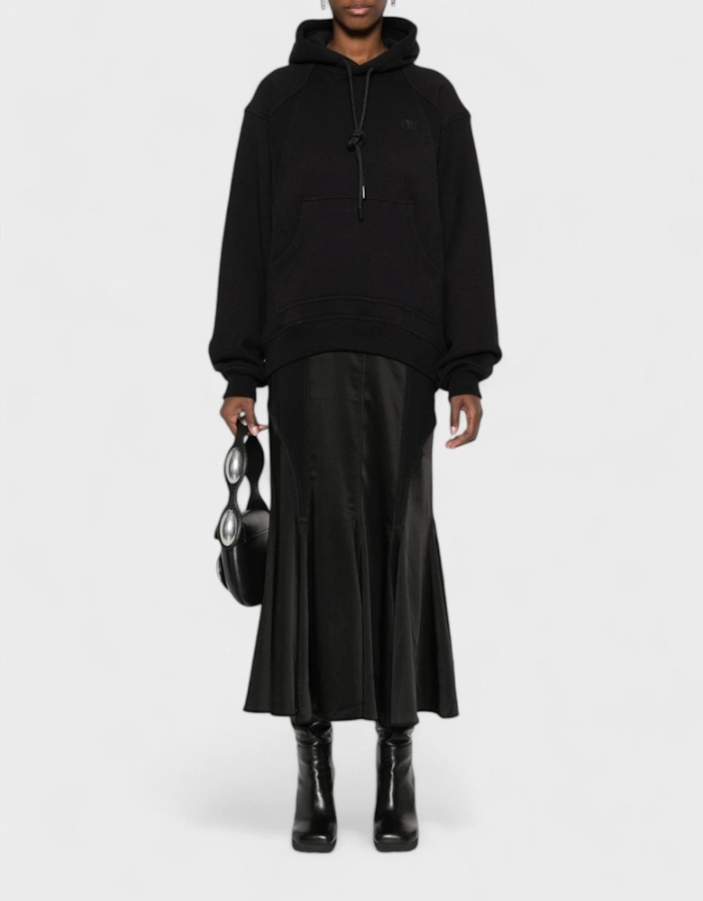 Satin Jersey Hooded Midi Dress Black