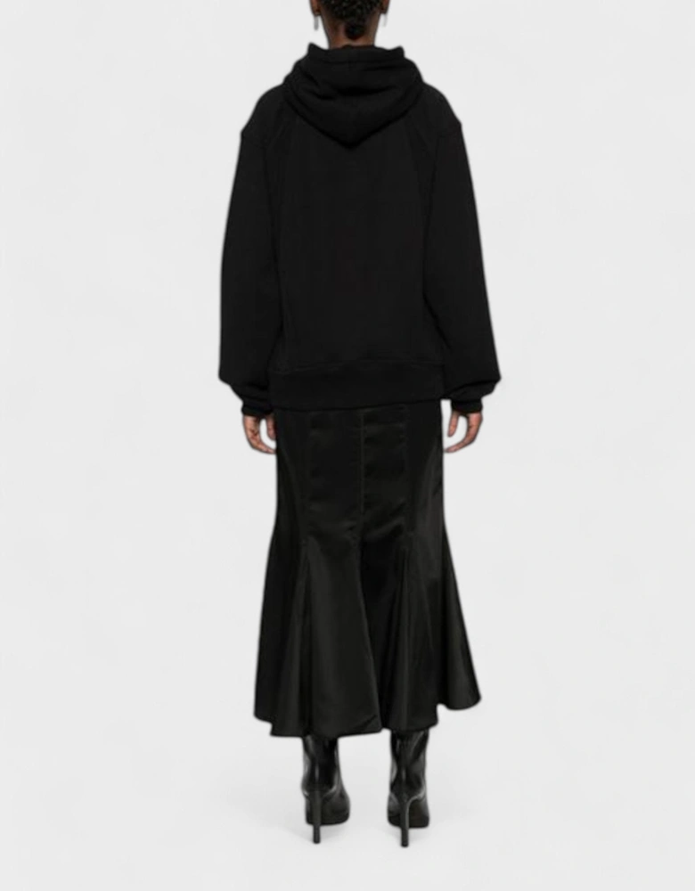 Satin Jersey Hooded Midi Dress Black