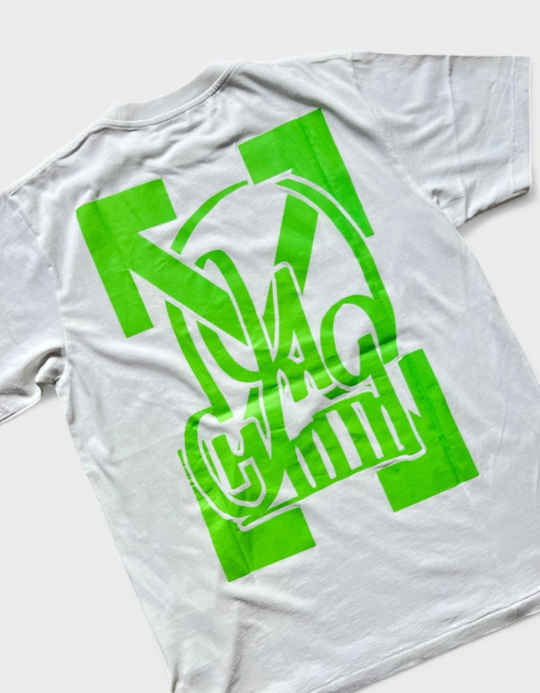 Off White Katsu TV S/S T-Shirt White Green Fluo