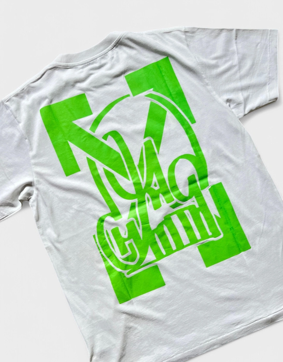 Off White Katsu TV S/S T-Shirt White Green Fluo