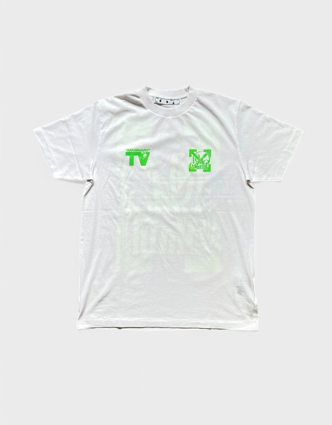 Off White Katsu TV S/S T-Shirt White Green Fluo