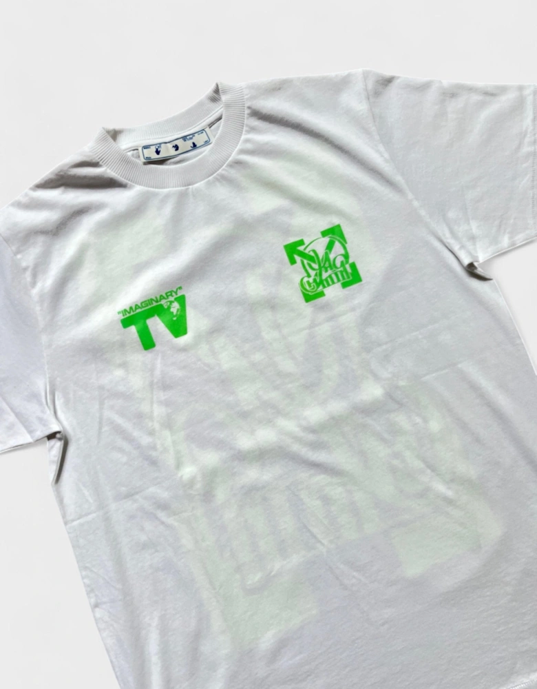 Off White Katsu TV S/S T-Shirt White Green Fluo
