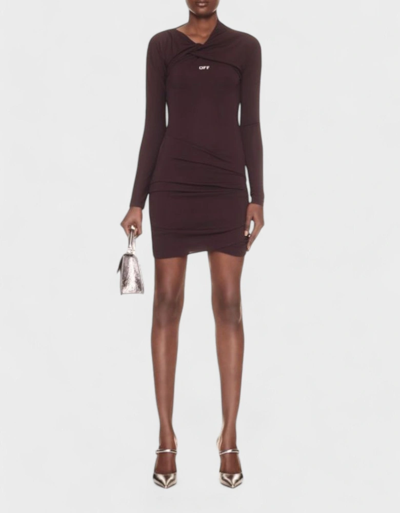Off Stamp Twist Detail Minidress Brown