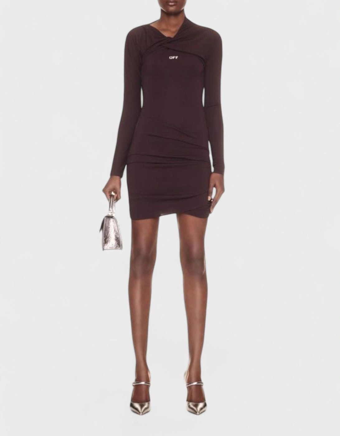 Off Stamp Twist Detail Minidress Brown