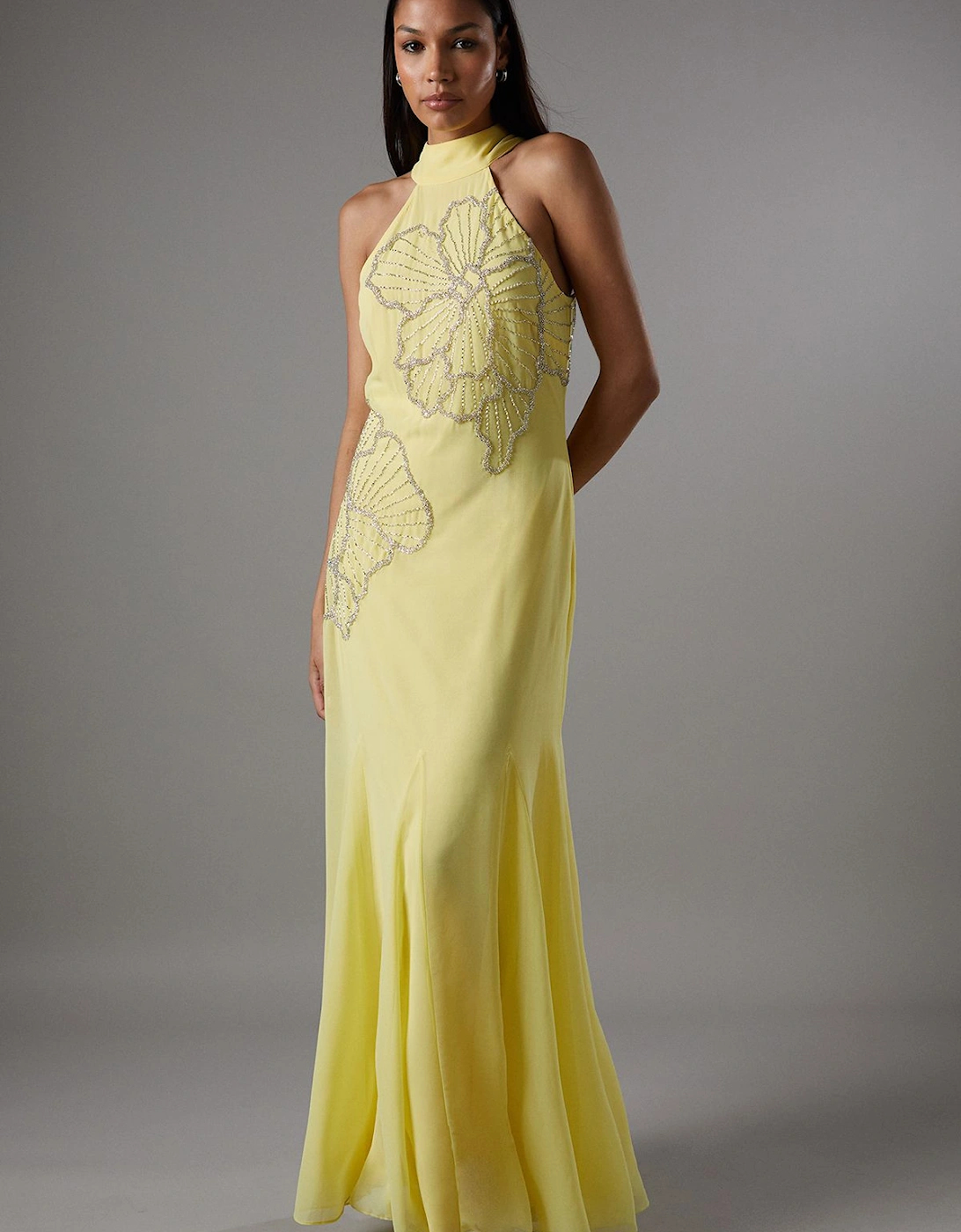 Embellished Maxi Dress With Godet Pleats, 2 of 1