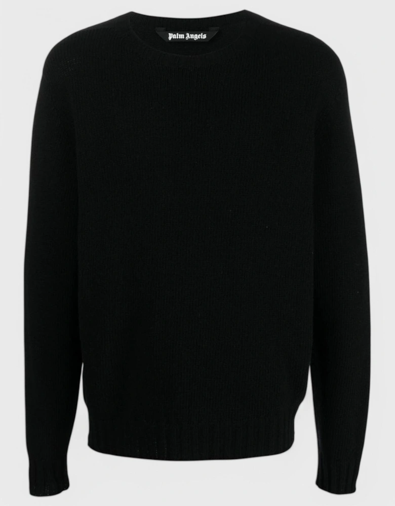 Curved Logo Knitted Crewneck Black/White