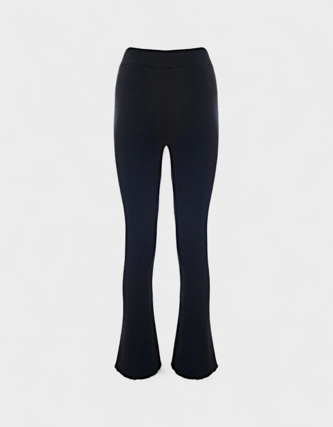 Viscose Crepe Stretch Ribbed Knitted Leggings Black