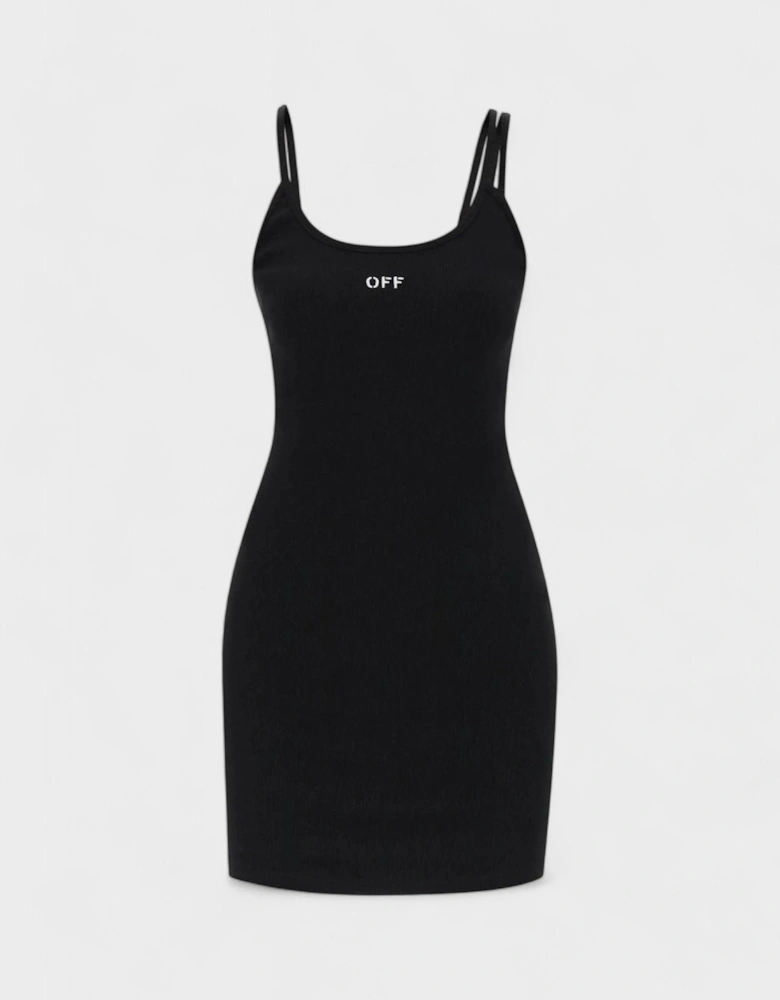 Off Stamp Rib Basic Tank Dress Black