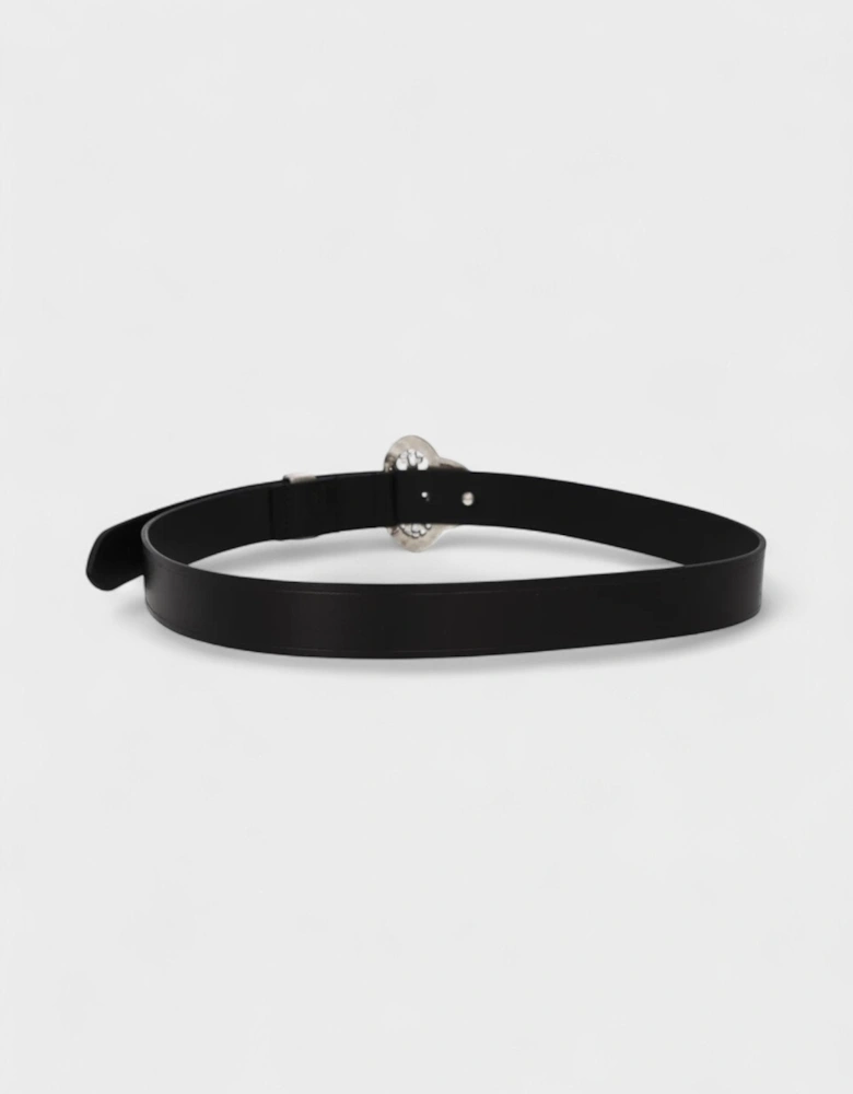 Louama Belt Black Leather Silver Buckle