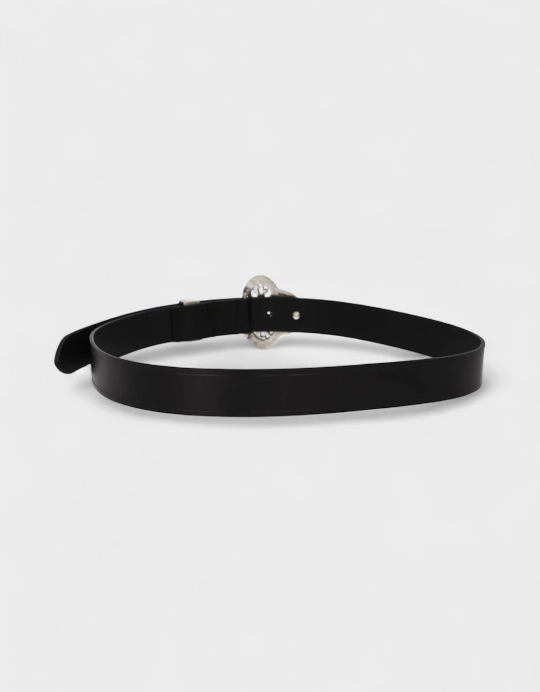 Louama Belt Black Leather Silver Buckle
