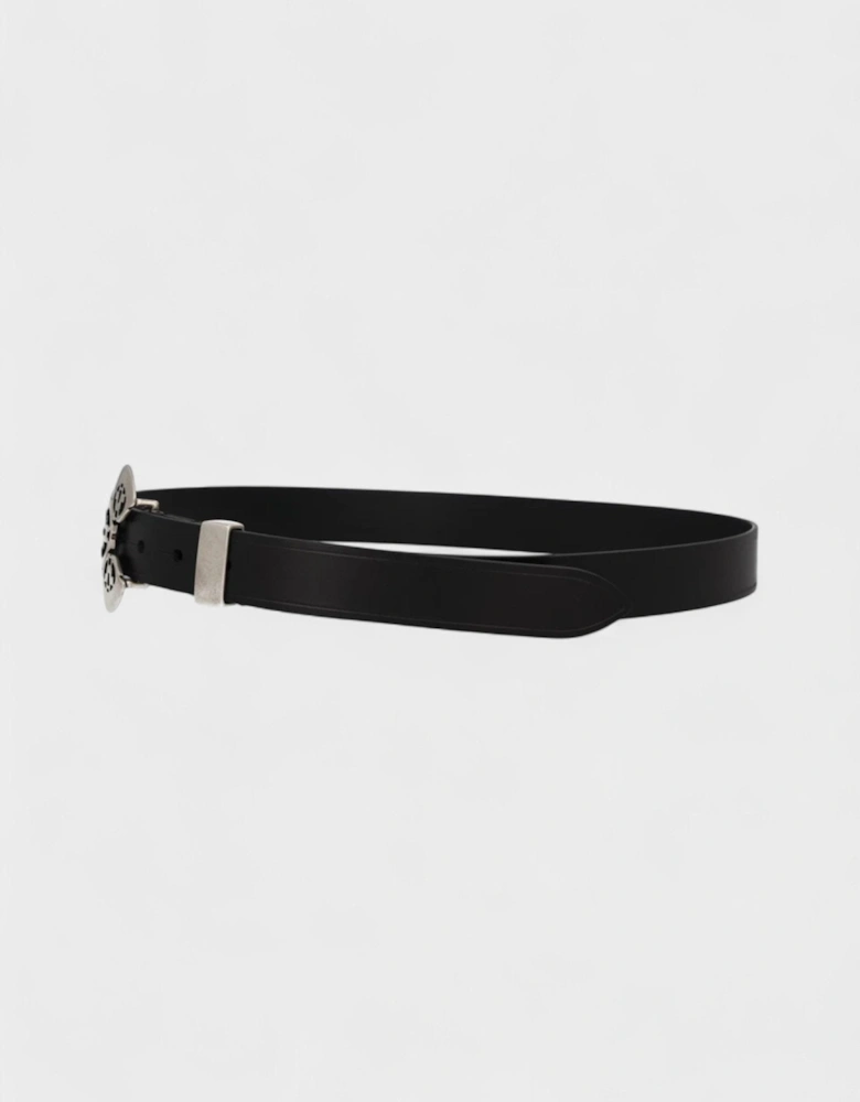 Louama Belt Black Leather Silver Buckle