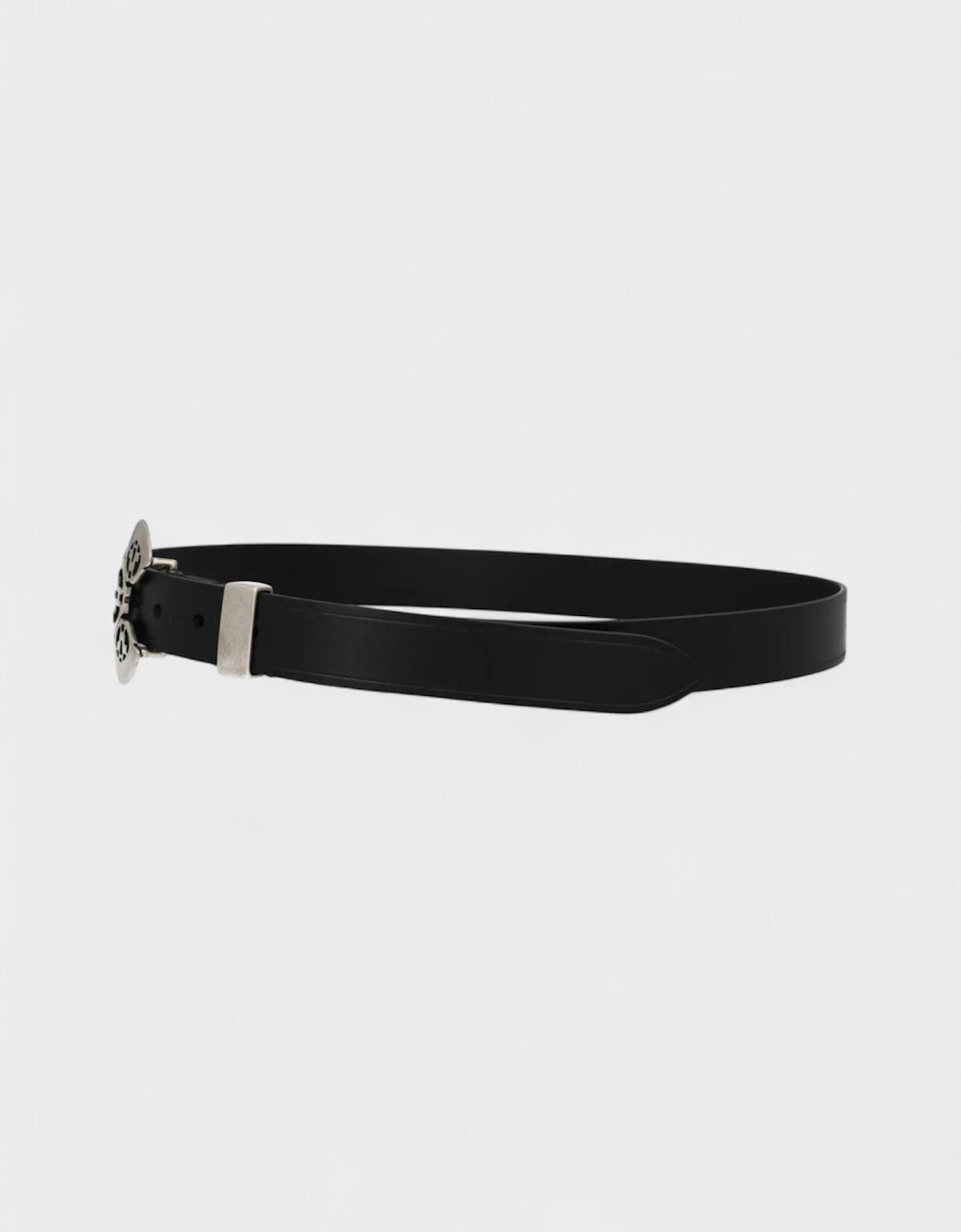 Louama Belt Black Leather Silver Buckle