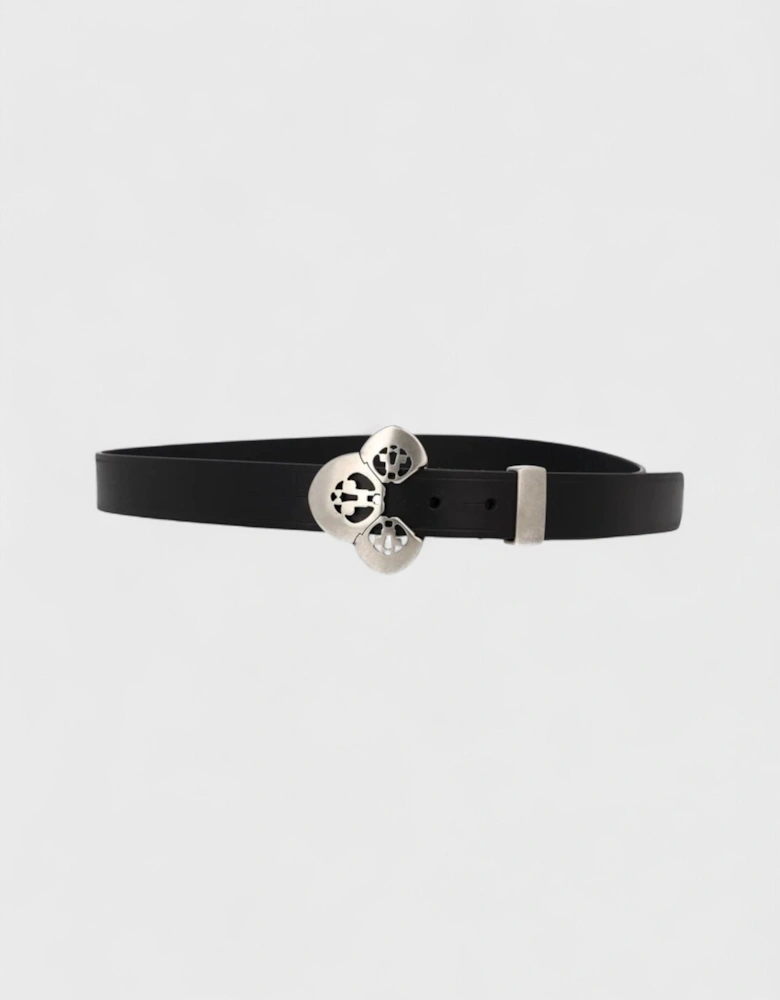Louama Belt Black Leather Silver Buckle
