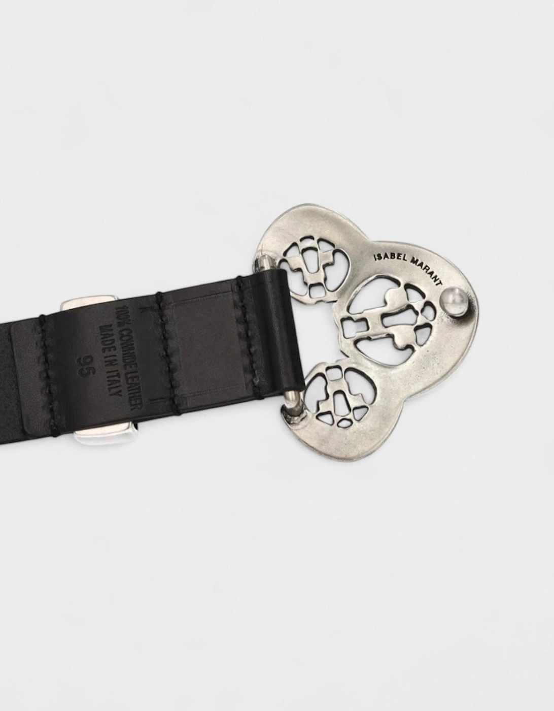Louama Belt Black Leather Silver Buckle
