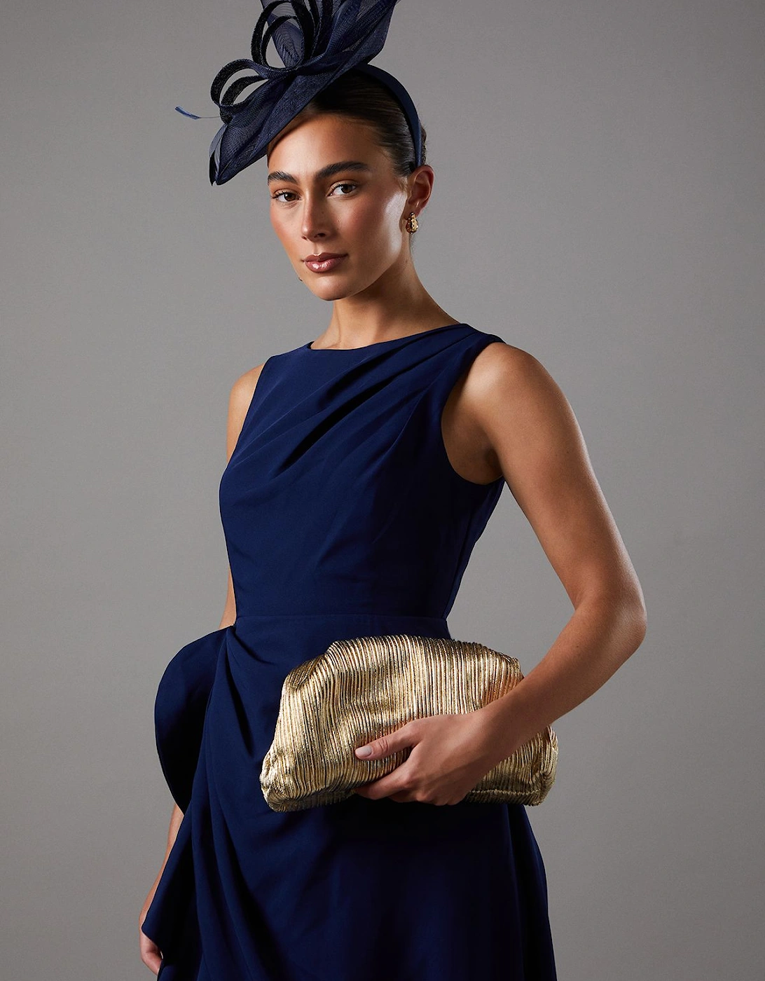Oak Metallic Ruched Clutch Bag, 2 of 1