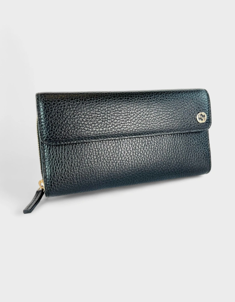 Leather Continental Tri-Fold Wallet Black