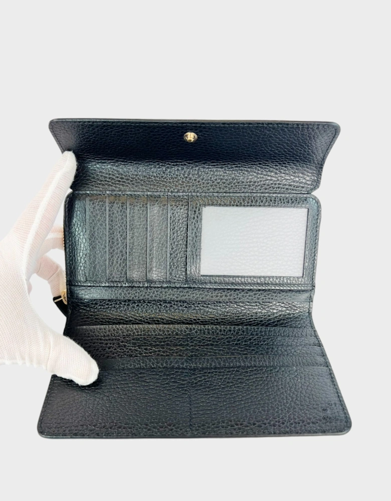 Leather Continental Tri-Fold Wallet Black