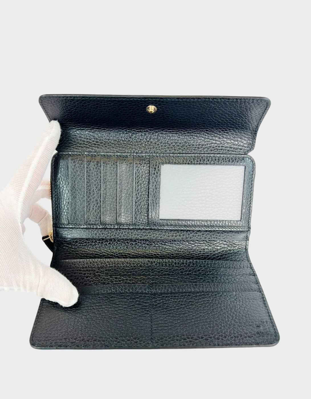 Leather Continental Tri-Fold Wallet Black