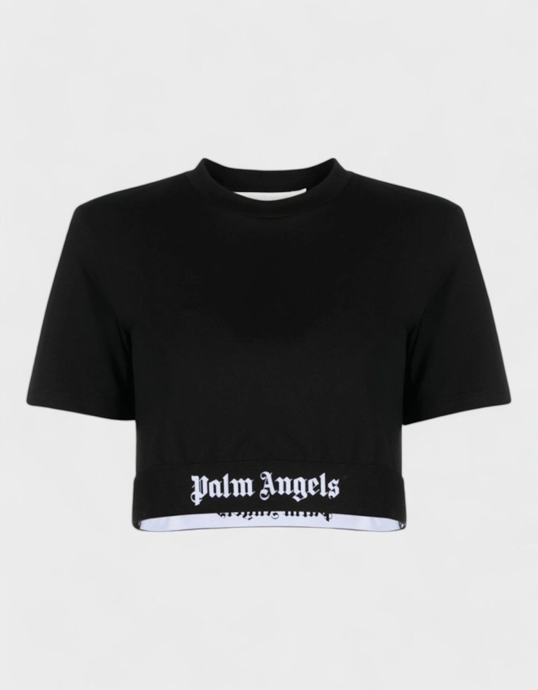 Logo Tape Cropped Tee  Black White