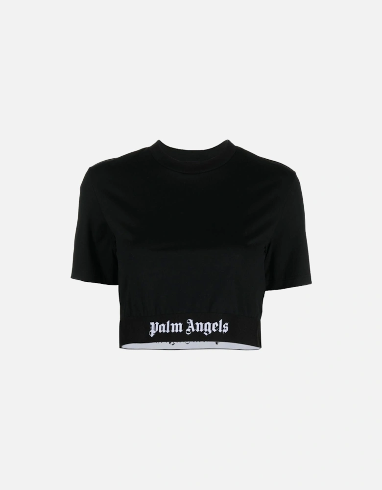 Logo Tape Cropped Tee  Black White