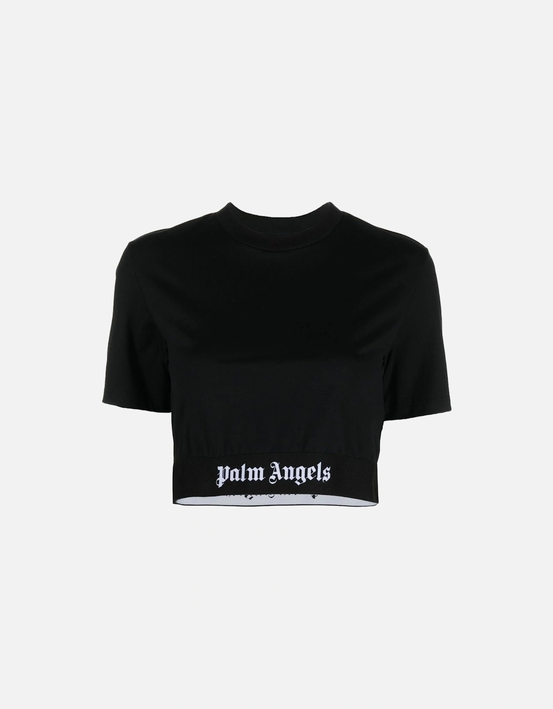 Logo Tape Cropped Tee  Black White