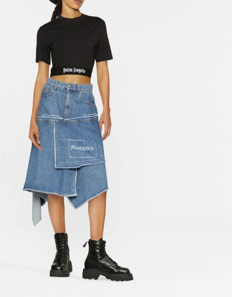 Logo Tape Cropped Tee  Black White