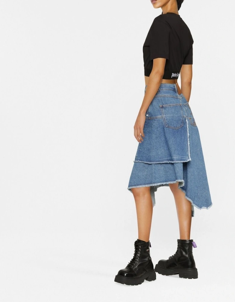 Logo Tape Cropped Tee  Black White