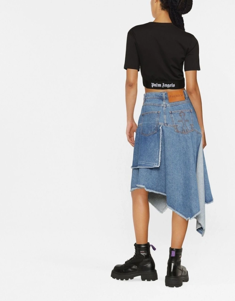 Logo Tape Cropped Tee  Black White