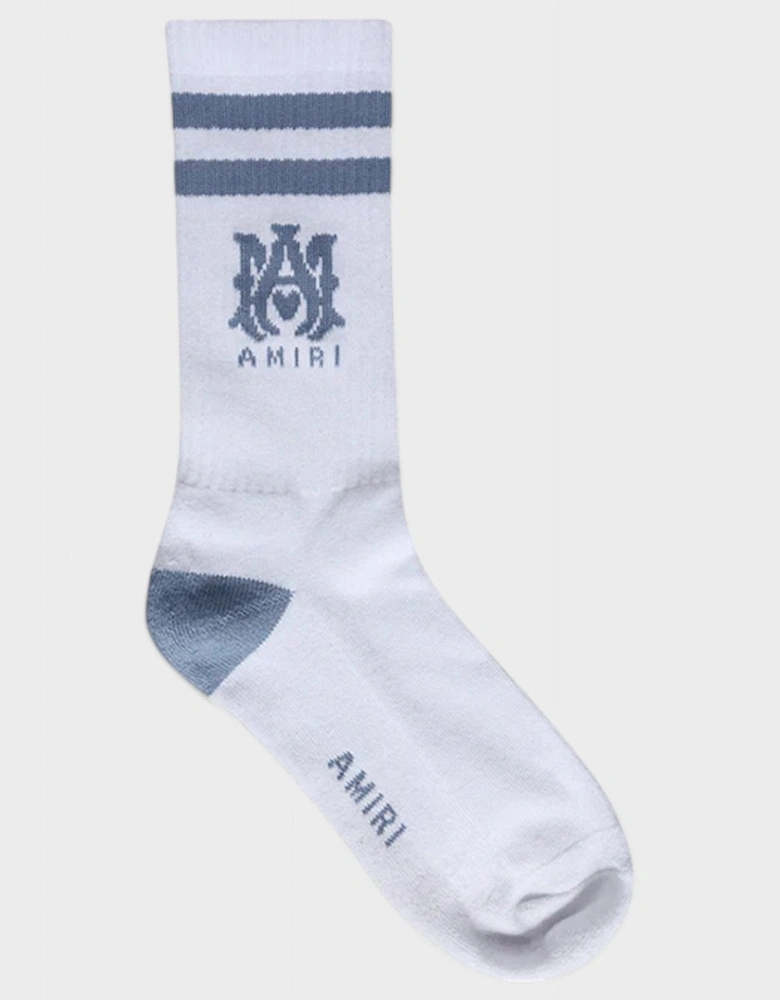 MA Stripe Socks White/Dusty Blue