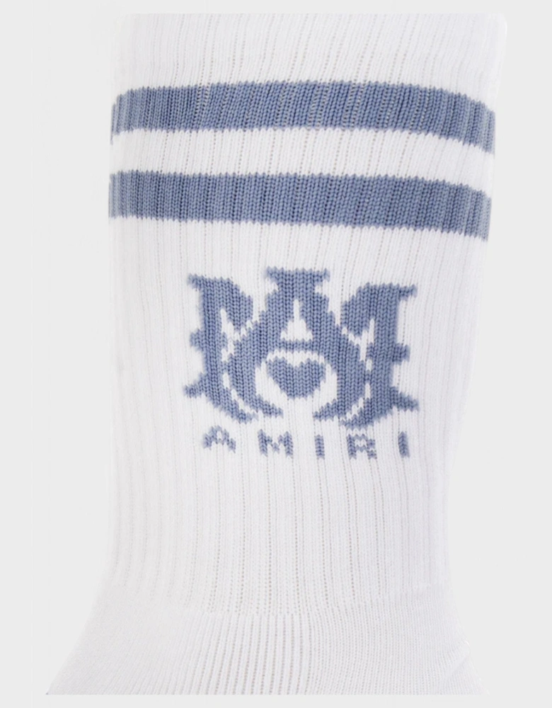 MA Stripe Socks White/Dusty Blue