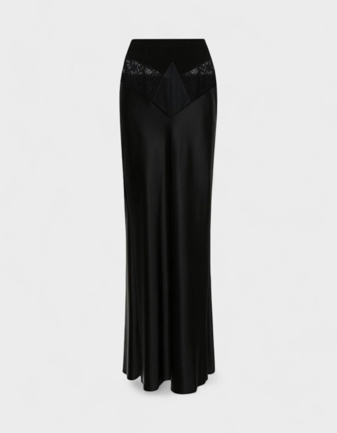 Satin Lace Long Skirt Black, 6 of 5
