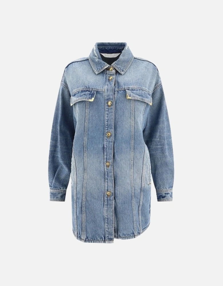Washed Logo Denim Overshirt Blue