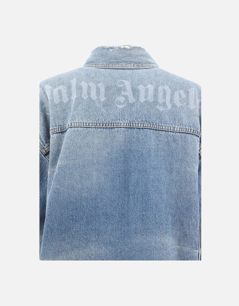 Washed Logo Denim Overshirt Blue