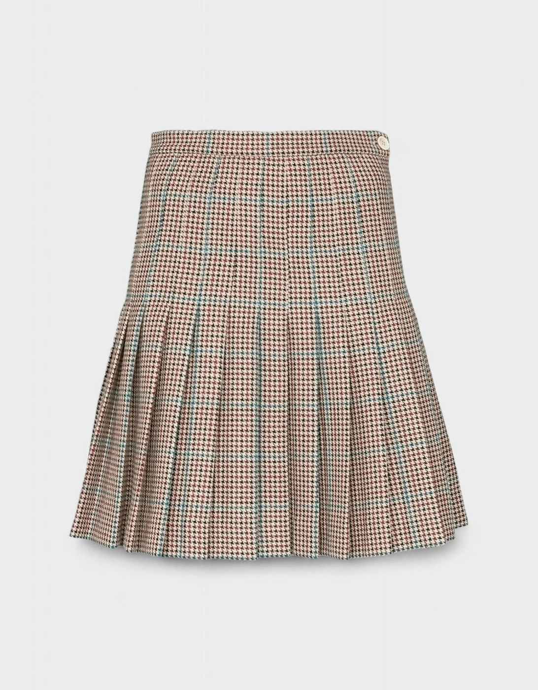 Check Pleated Mini Skirt All Over Beige, 8 of 7