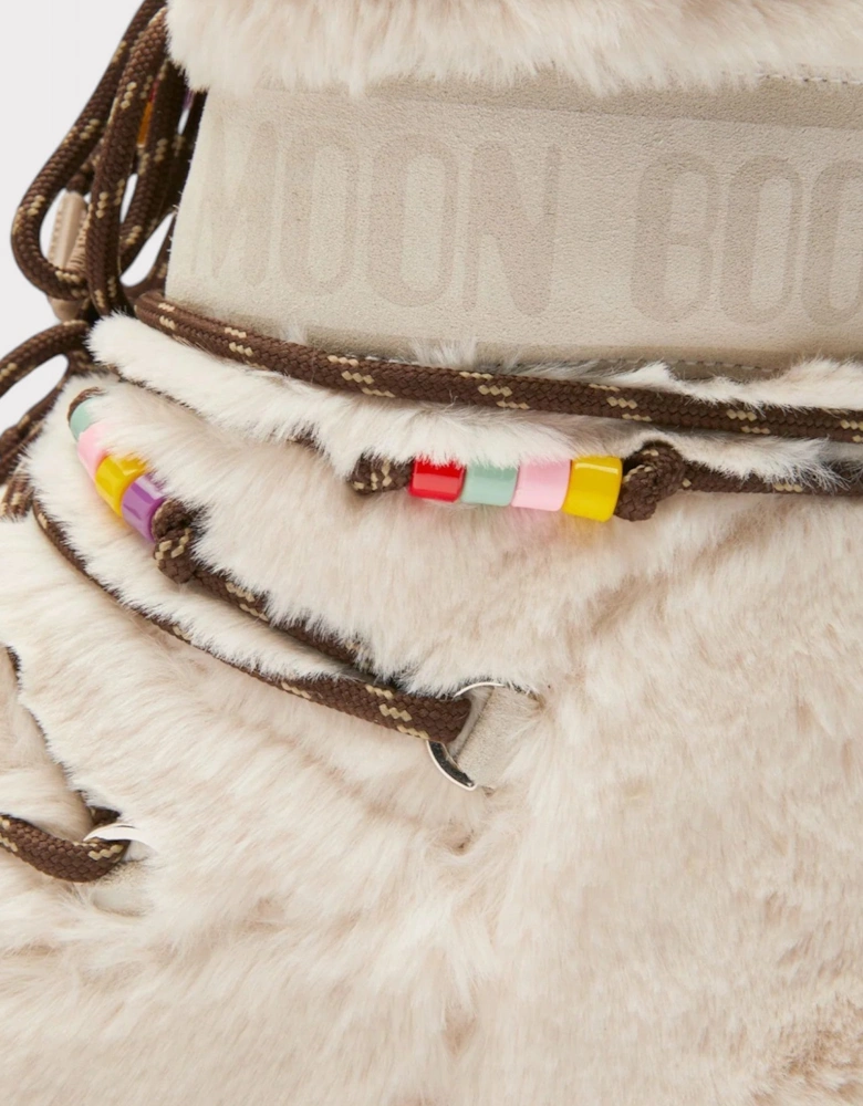 Moonboot Icon low Faux Fur Beads Beige