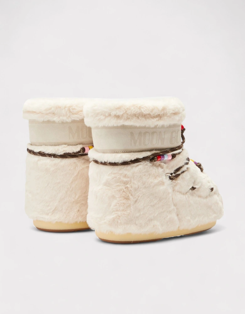 Moonboot Icon low Faux Fur Beads Beige