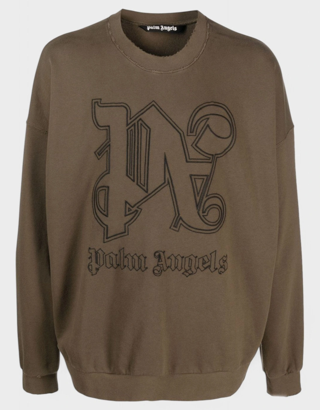 Palm Angels Men's Brown Monogram Statet Crew Loose Fit  S