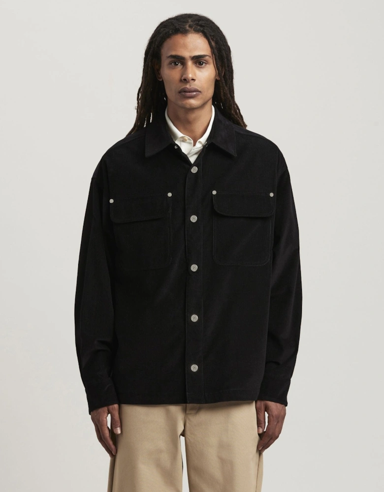 Velvet Back Logo Overshirt Black