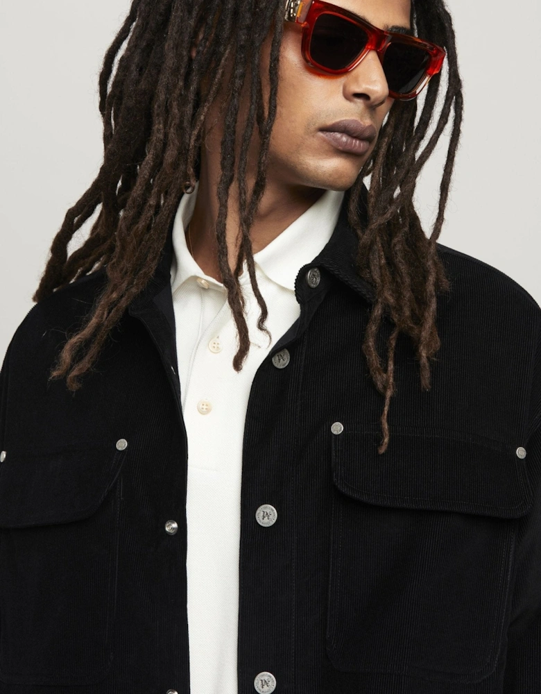 Velvet Back Logo Overshirt Black